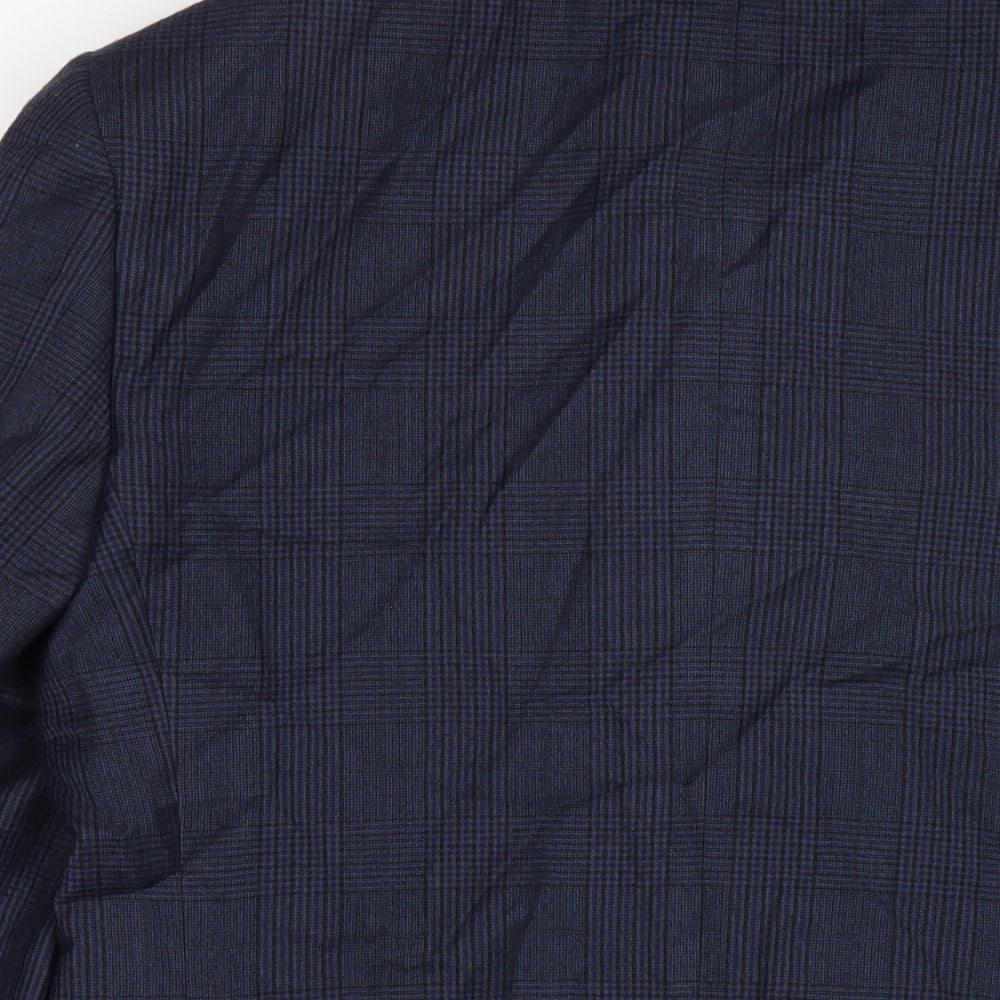 Marks and Spencer Mens Blue Plaid Wool Jacket Blazer Size 38 Regular