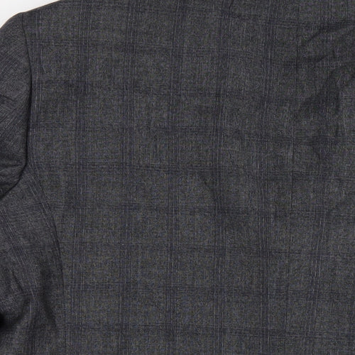Chester Mens Grey Plaid Wool Jacket Blazer Size 46 Regular