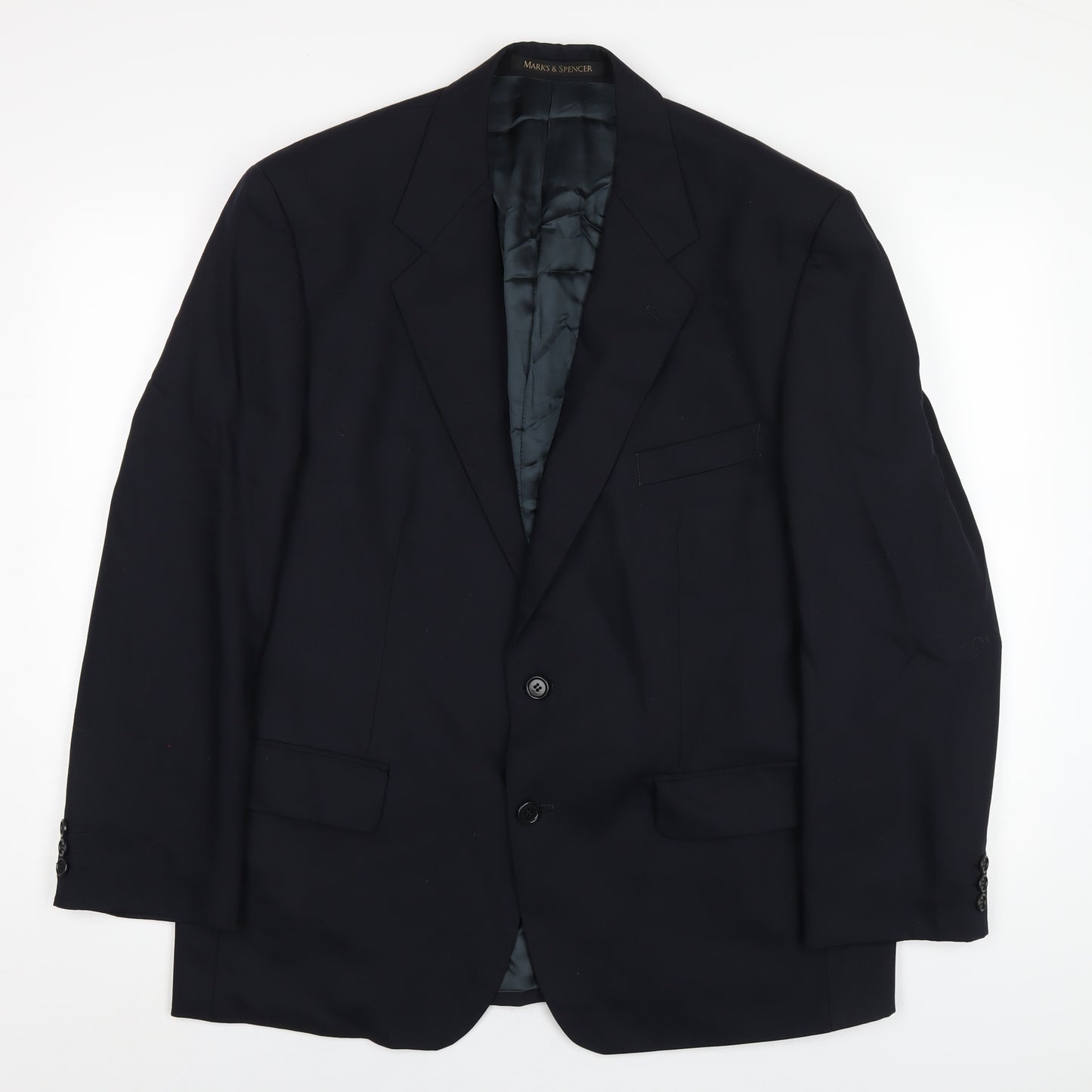 Marks and Spencer Mens Blue Wool Jacket Blazer Size 42 Regular