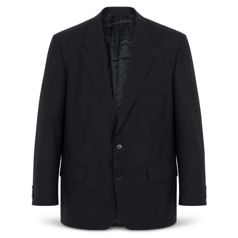 Front view of Marks & Spencer men’s blue wool jacket blazer, size 42, regular