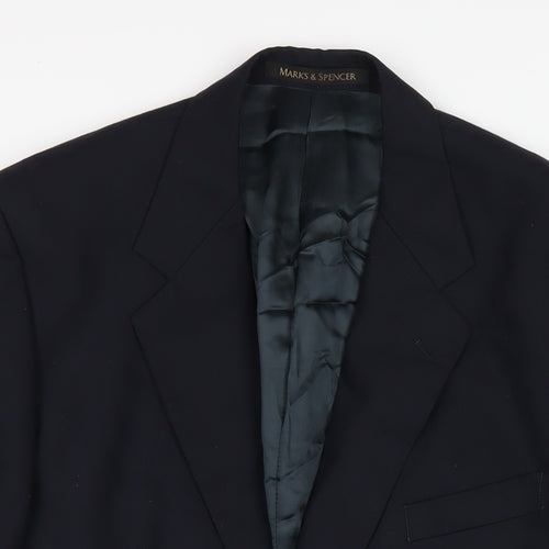 Marks and Spencer Mens Blue Wool Jacket Blazer Size 42 Regular