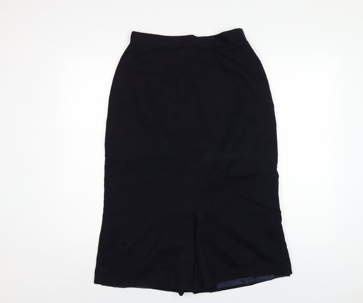 Miss Smith Womens Blue Wool A-Line Skirt Size 14 Zip
