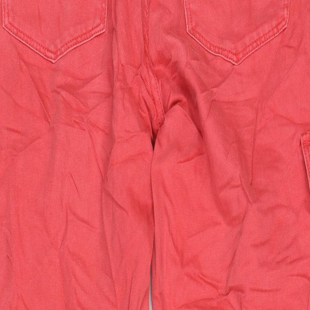 Bershka Womens Red Cotton Wide-Leg Jeans Size 10 L31 in Regular Zip