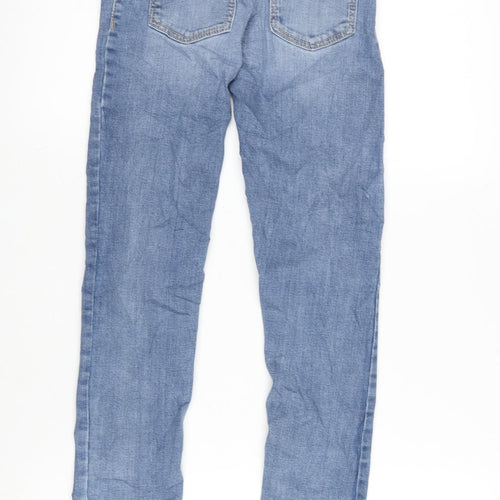 TU Girls Blue Cotton Tapered Jeans Size 14 Years L29 in Regular Zip - Distressed