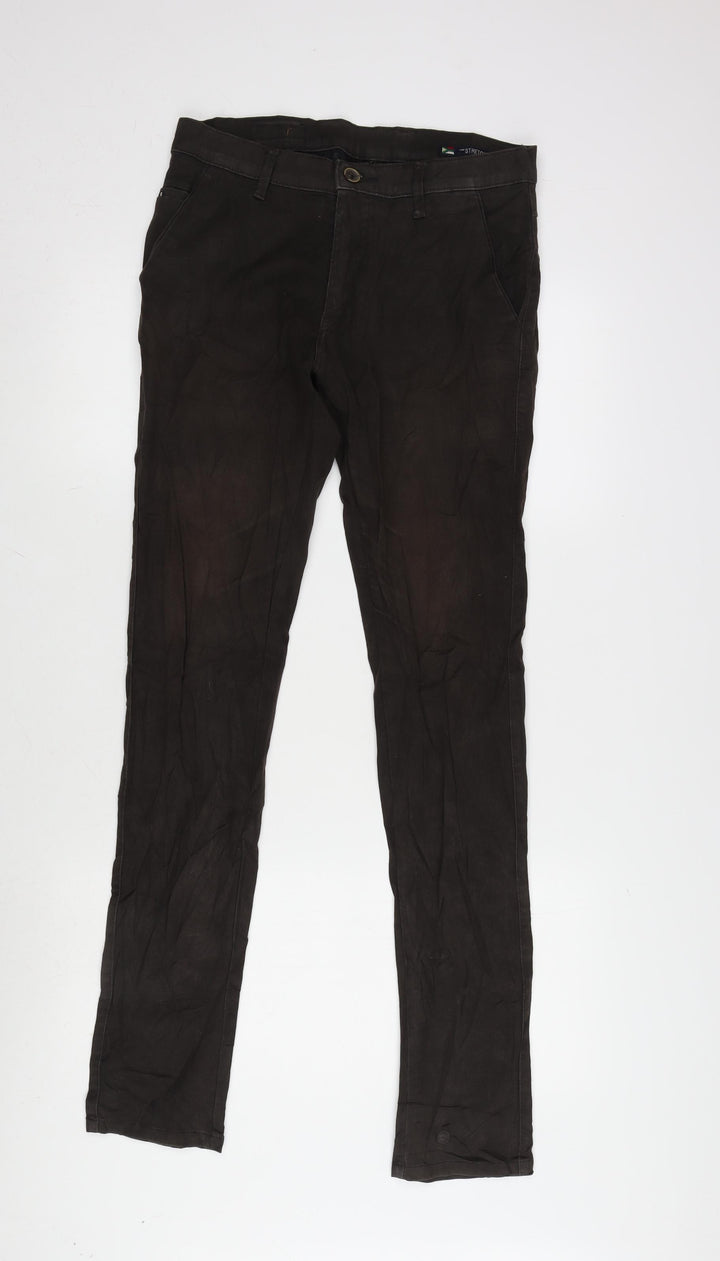 Leaves Plus Mens Brown Cotton Blend Straight Jeans Size 30 in L32 in Regular Zip