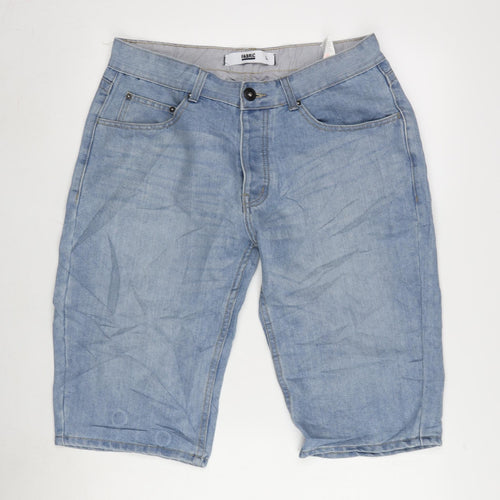 Fabric Mens Blue Cotton Bermuda Shorts Size L L14 in Extra-Slim Zip