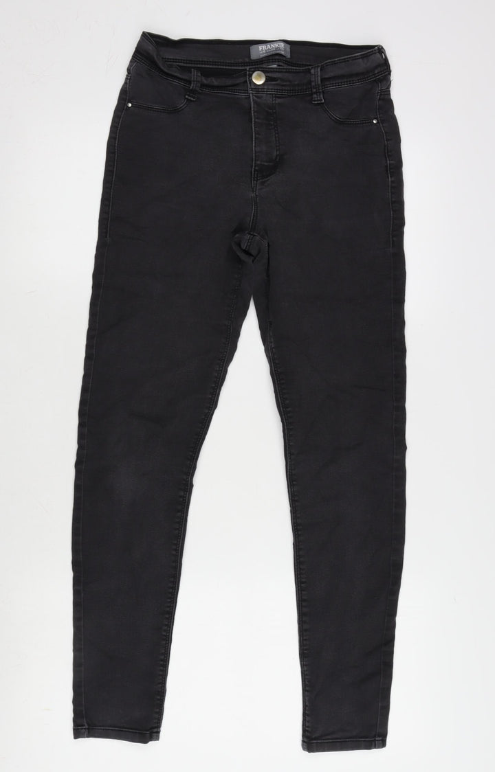 Dorothy Perkins Womens Grey Cotton Blend Tapered Jeans Size 6 L27 in Regular Zip