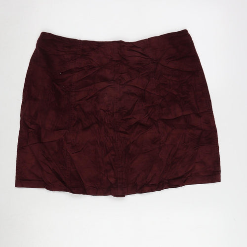 Matalan Womens Red Cotton A-Line Skirt Size 14 Button