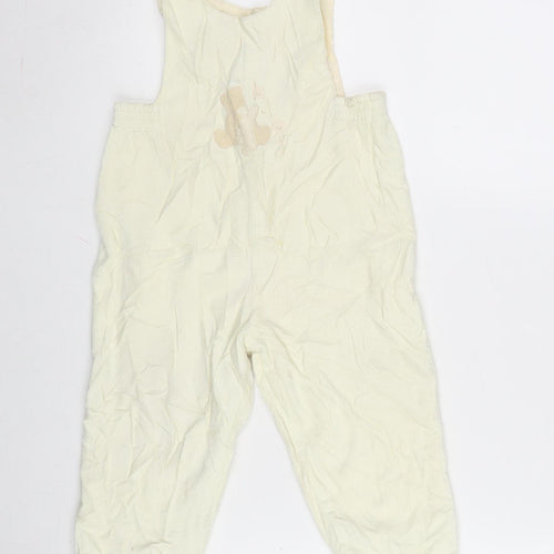 Mayorat Girls Ivory Cotton Dungaree One-Piece Size 24 Months Button