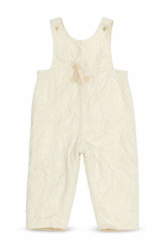 Mayorat Girls Ivory Cotton Dungaree One-Piece Size 24 Months Button