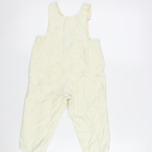 Mayorat Girls Ivory Cotton Dungaree One-Piece Size 24 Months Button