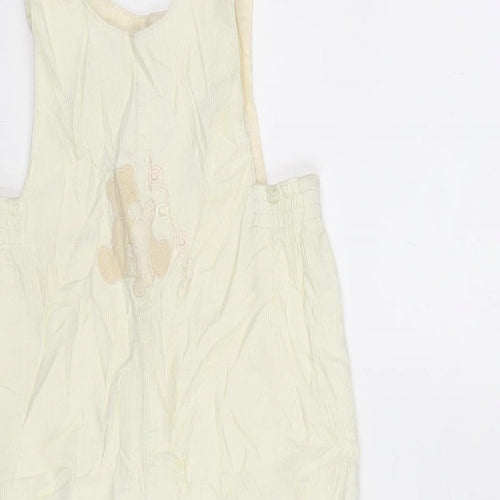 Mayorat Girls Ivory Cotton Dungaree One-Piece Size 24 Months Button