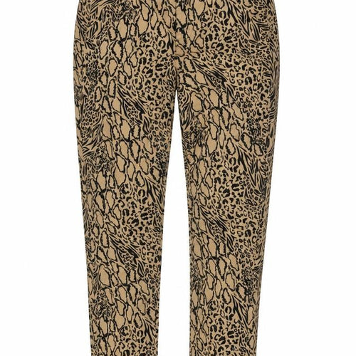 Divided Womens Beige Cotton Blend Tapered Jeans Size 8 L26 in Regular Zip - Leopard pattern. - raw hem.