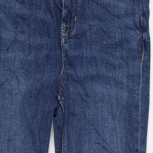 Per Una Womens Blue Cotton Blend Tapered Jeans Size 12 L30 in Regular Zip