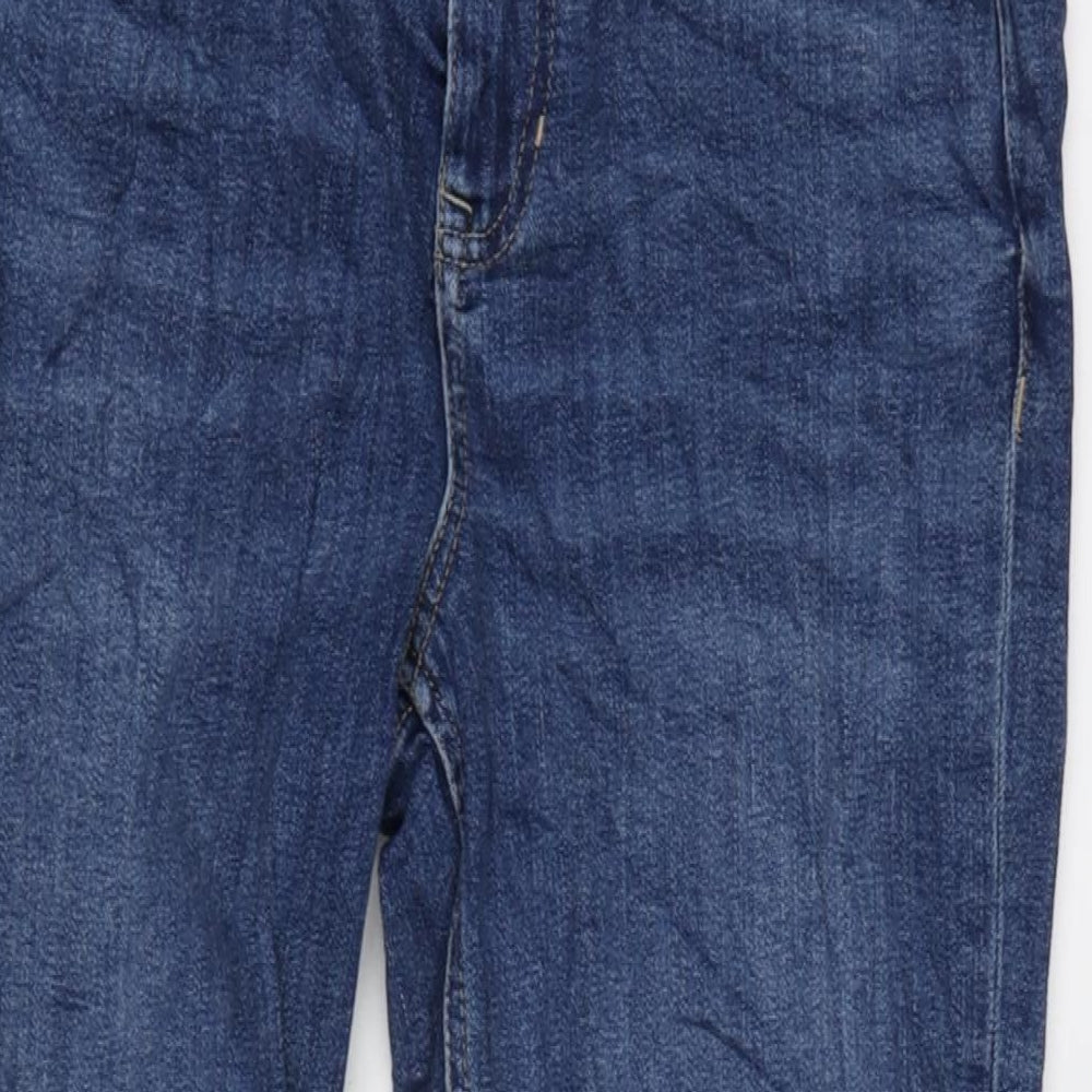 Per Una Womens Blue Cotton Blend Tapered Jeans Size 12 L30 in Regular Zip