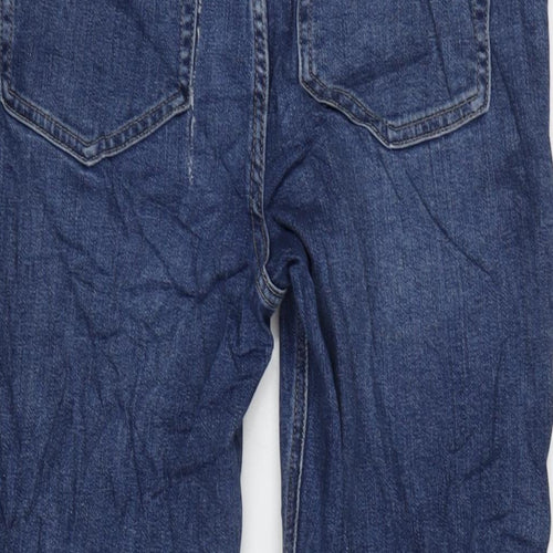 Per Una Womens Blue Cotton Blend Tapered Jeans Size 12 L30 in Regular Zip