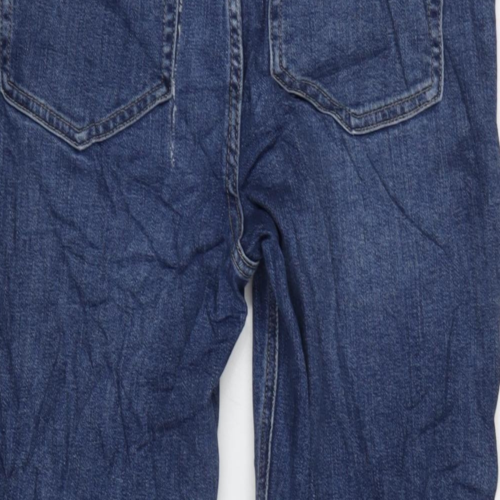 Per Una Womens Blue Cotton Blend Tapered Jeans Size 12 L30 in Regular Zip