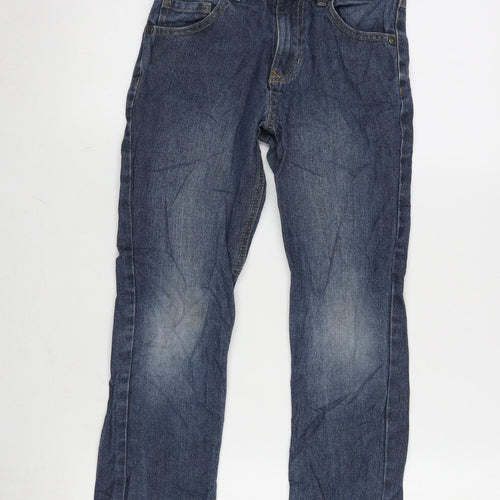 George Girls Blue Cotton Bootcut Jeans Size 8-9 Years L23.5 in Regular Zip
