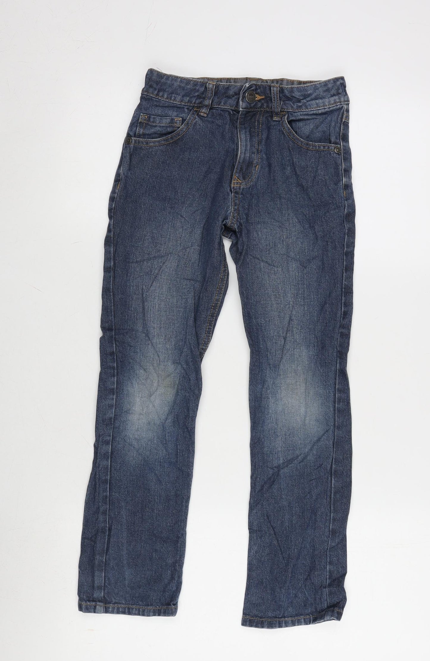 George Girls Blue Cotton Bootcut Jeans Size 8-9 Years L23.5 in Regular Zip