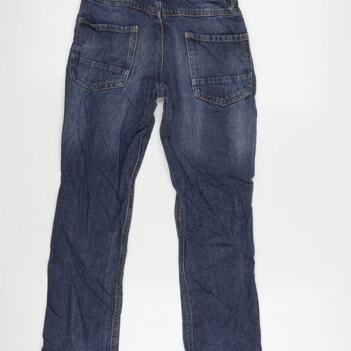 George Girls Blue Cotton Bootcut Jeans Size 8-9 Years L23.5 in Regular Zip