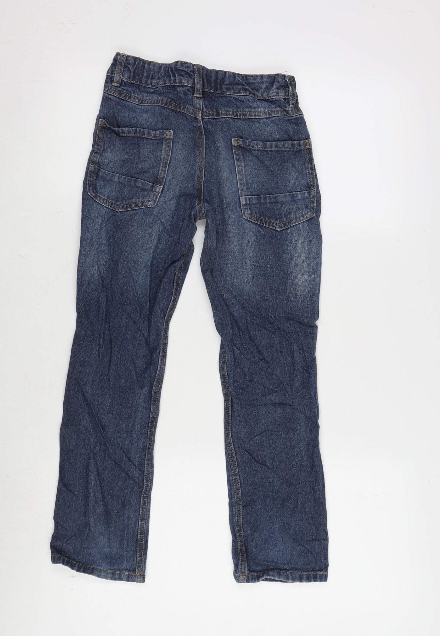 George Girls Blue Cotton Bootcut Jeans Size 8-9 Years L23.5 in Regular Zip