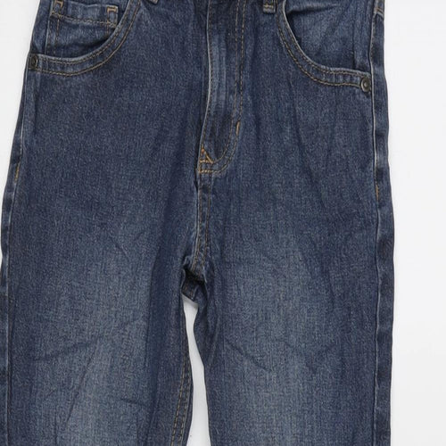 George Girls Blue Cotton Bootcut Jeans Size 8-9 Years L23.5 in Regular Zip
