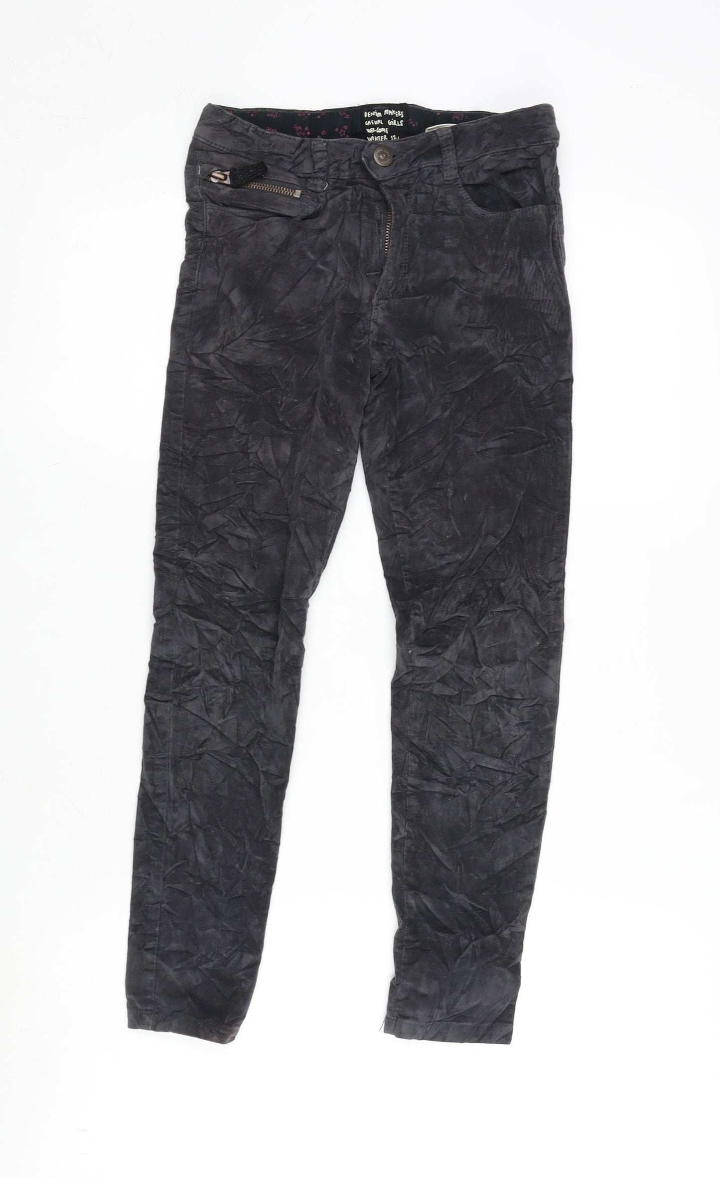 Zara Girls Grey Cotton Capri Trousers Size 9-10 Years L23 in Regular Zip