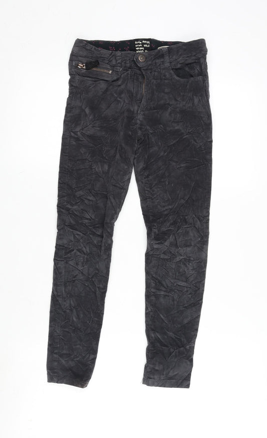 Zara Girls Grey Cotton Capri Trousers Size 9-10 Years L23 in Regular Zip