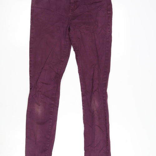 River Island Womens Purple Cotton Blend Tapered Jeans Size 8 L29 in Regular Zip
