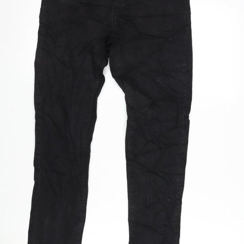 Denim & Co. Womens Black Cotton Blend Tapered Jeans Size 6 L29 in Regular Zip
