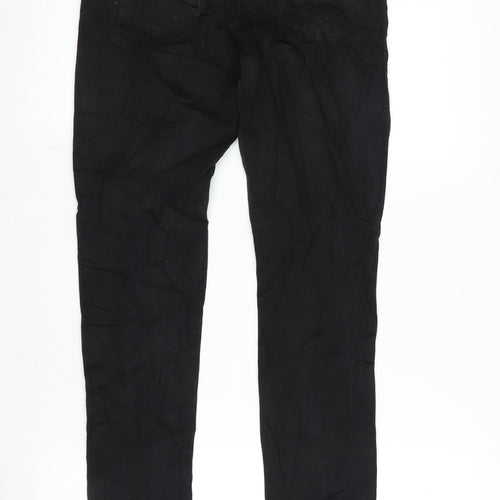 Denim & Co. Womens Black Cotton Blend Tapered Jeans Size 6 L29 in Regular Zip