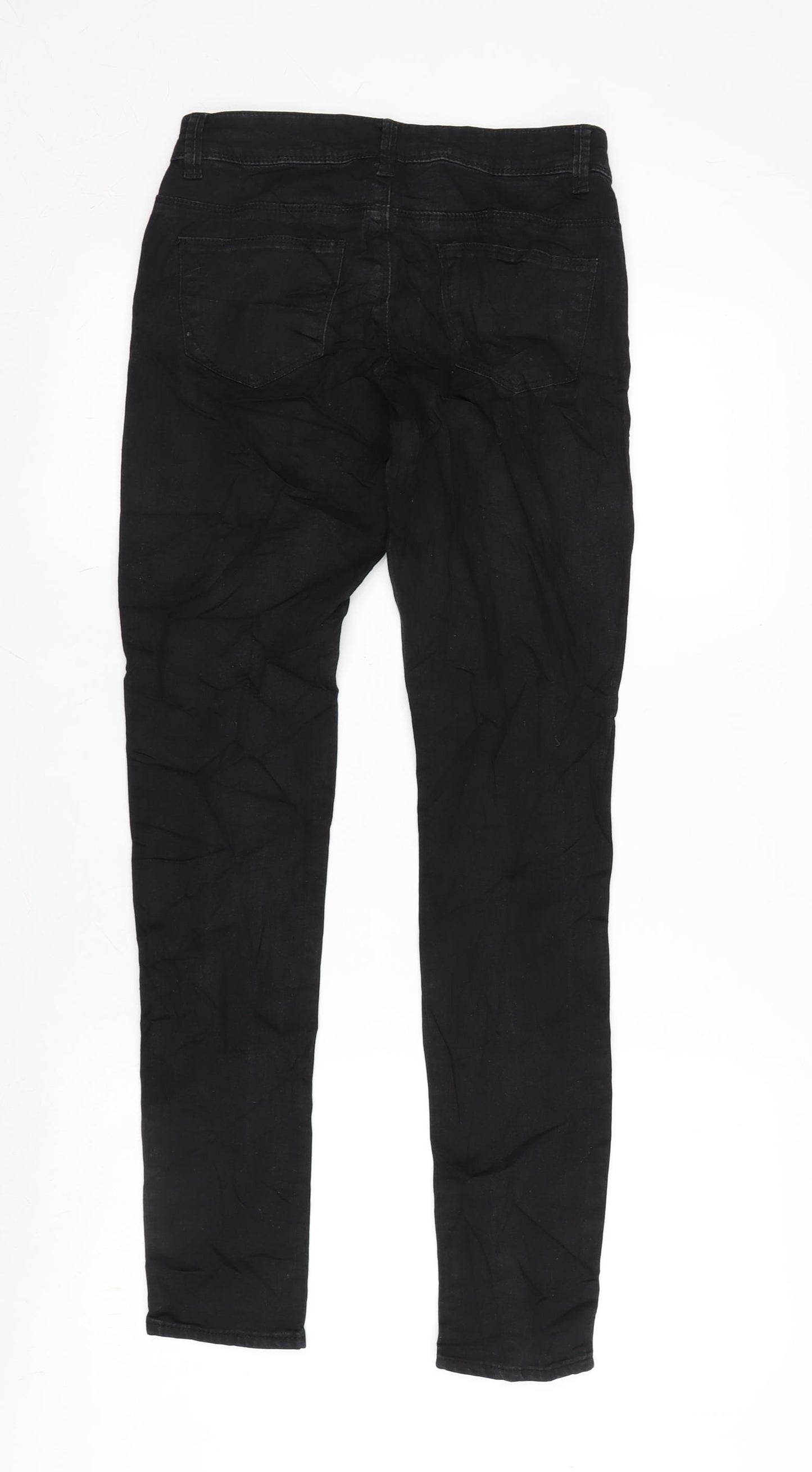 Denim & Co. Womens Black Cotton Blend Tapered Jeans Size 6 L29 in Regular Zip