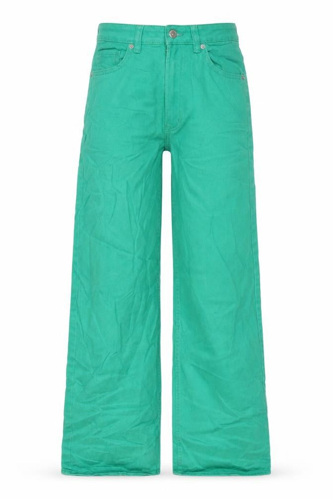 Divided Womens Green Cotton Blend Wide-Leg Jeans Size 8 L28 in Regular Zip