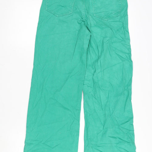 Divided Womens Green Cotton Blend Wide-Leg Jeans Size 8 L28 in Regular Zip