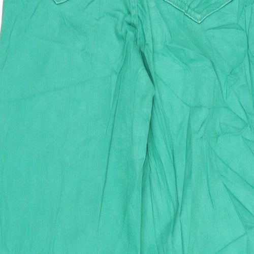 Divided Womens Green Cotton Blend Wide-Leg Jeans Size 8 L28 in Regular Zip