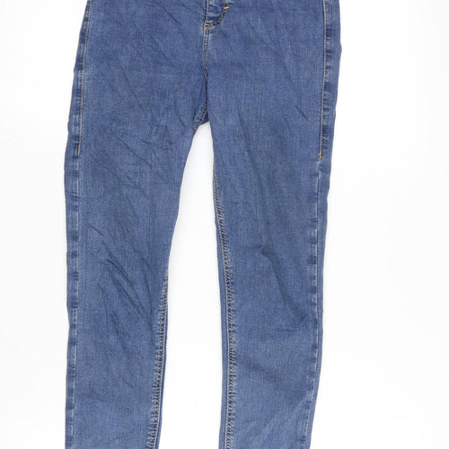 Topshop Womens Blue Cotton Blend Tapered Jeans Size 30 in L25 in Regular Zip