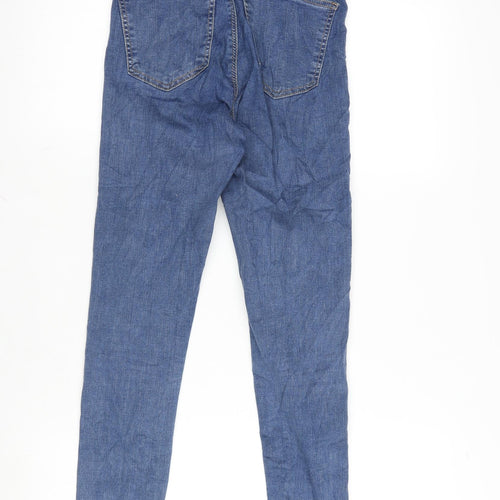 Topshop Womens Blue Cotton Blend Tapered Jeans Size 30 in L25 in Regular Zip