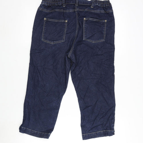 Bonmarché Womens Blue Cotton Blend Cropped Jeans Size 14 L20 in Regular Zip