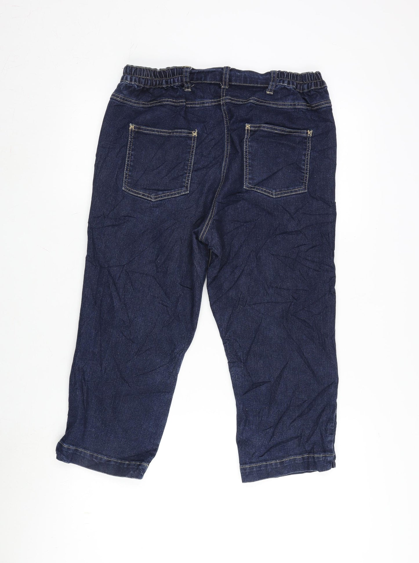 Bonmarché Womens Blue Cotton Blend Cropped Jeans Size 14 L20 in Regular Zip