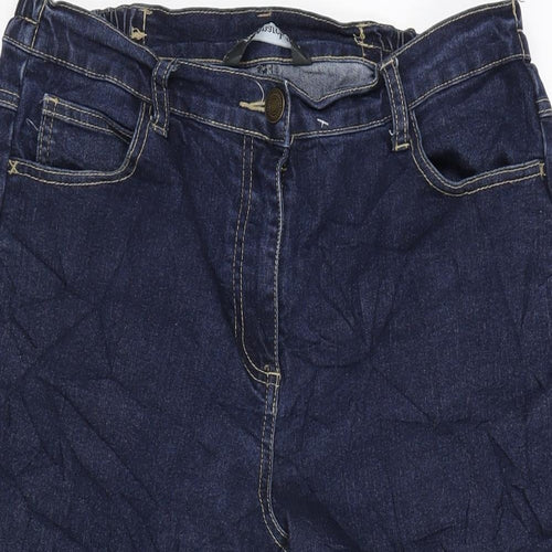 Bonmarché Womens Blue Cotton Blend Cropped Jeans Size 14 L20 in Regular Zip