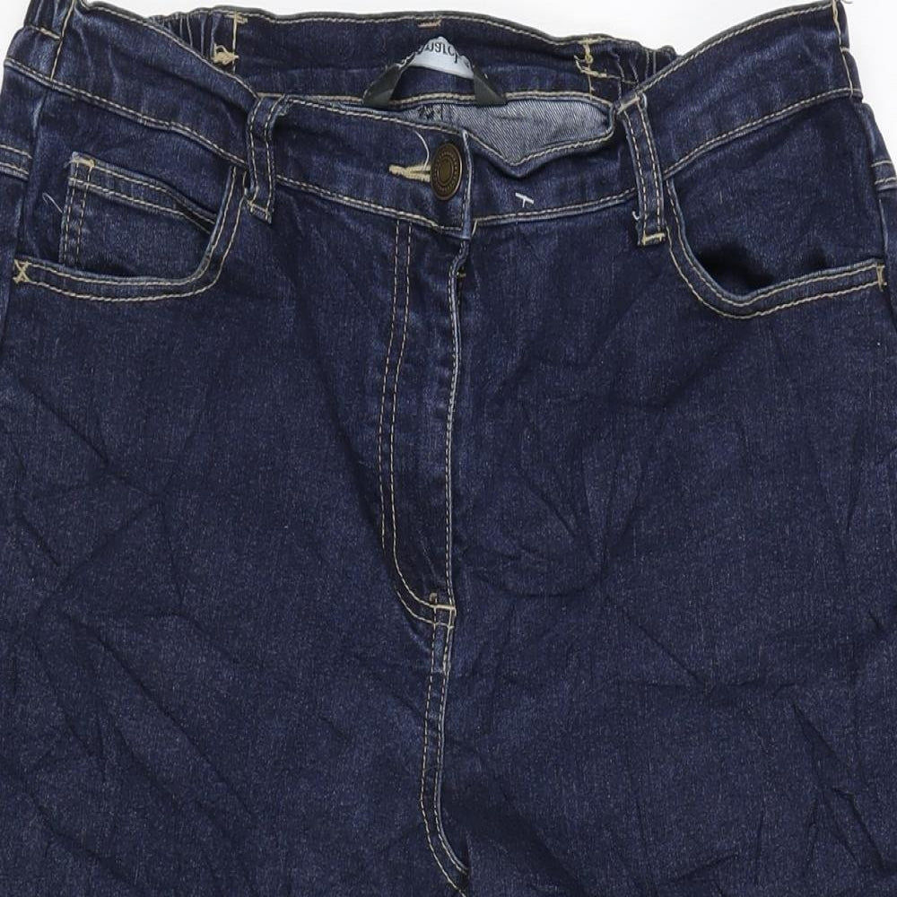 Bonmarché Womens Blue Cotton Blend Cropped Jeans Size 14 L20 in Regular Zip