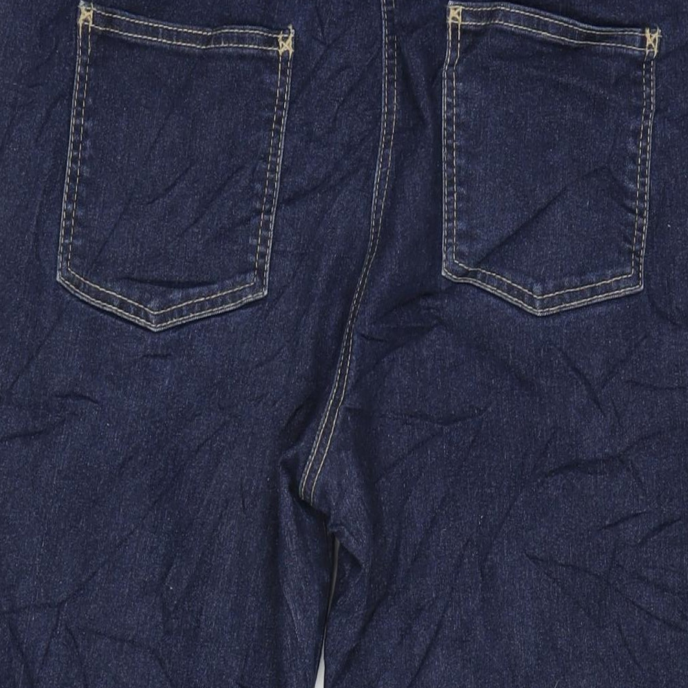 Bonmarché Womens Blue Cotton Blend Cropped Jeans Size 14 L20 in Regular Zip