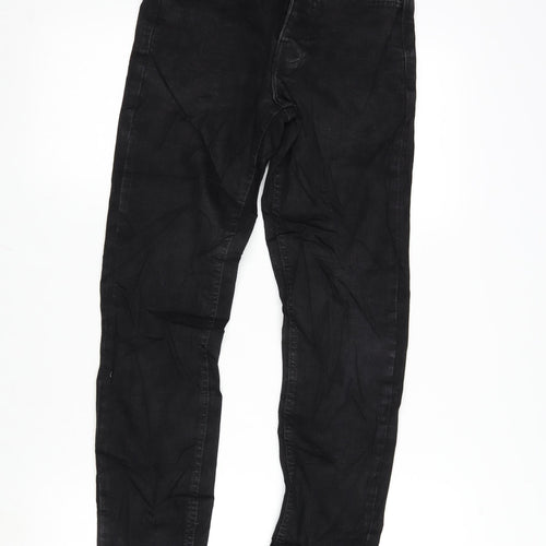 Denim & Co. Mens Black Cotton Blend Straight Jeans Size 28 in L30 in Regular Button