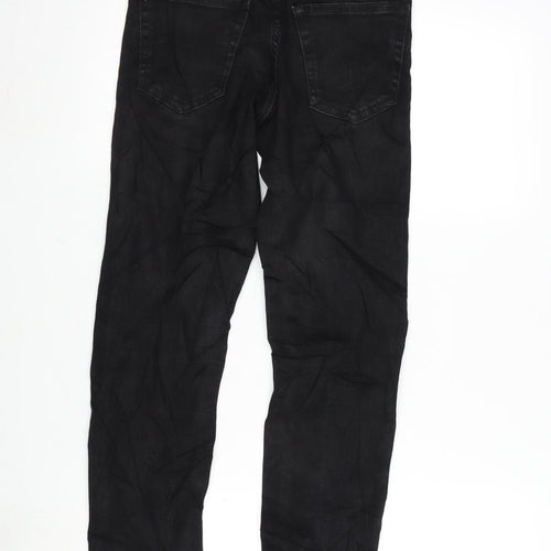 Denim & Co. Mens Black Cotton Blend Straight Jeans Size 28 in L30 in Regular Button