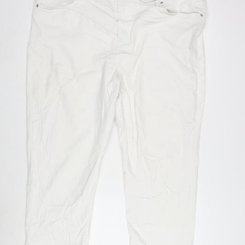 In the Style Womens White Cotton Blend Straight Jeans Size 24 L23 in Regular Zip