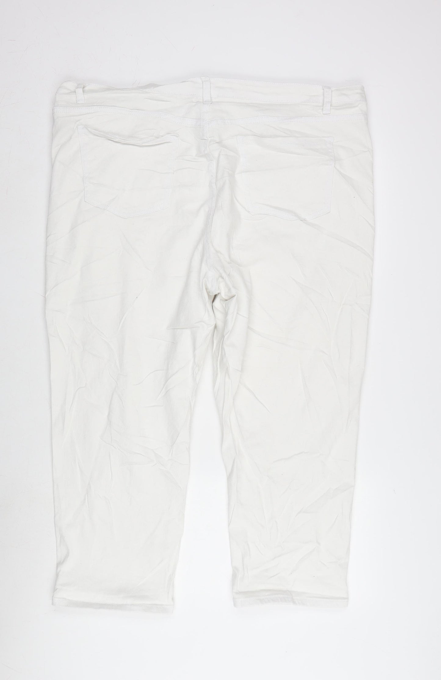 In the Style Womens White Cotton Blend Straight Jeans Size 24 L23 in Regular Zip