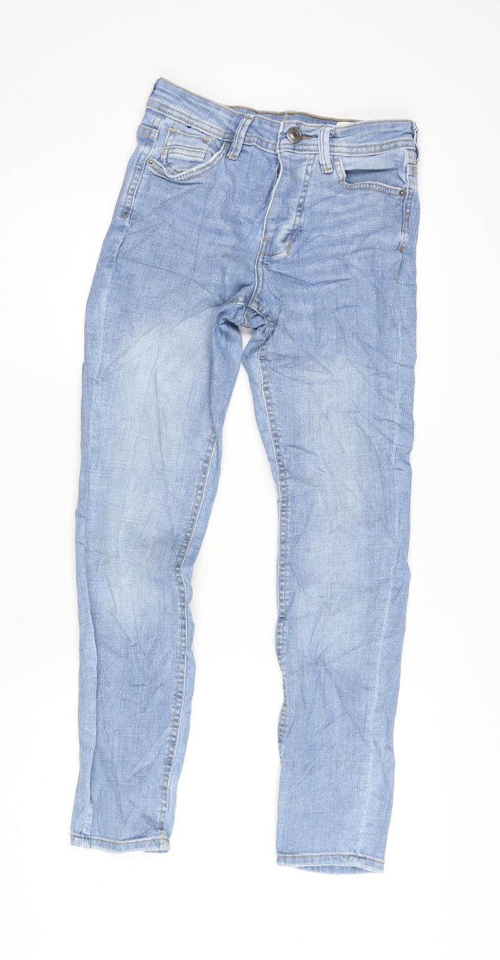 Denim & Co. Womens Blue Cotton Blend Tapered Jeans Size 28 in L27.5 in Regular Button