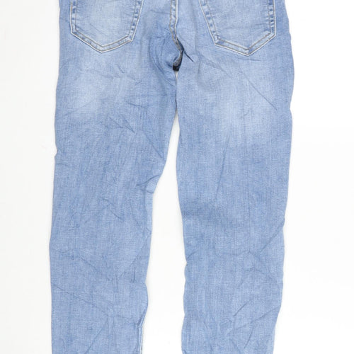 Denim & Co. Womens Blue Cotton Blend Tapered Jeans Size 28 in L27.5 in Regular Button