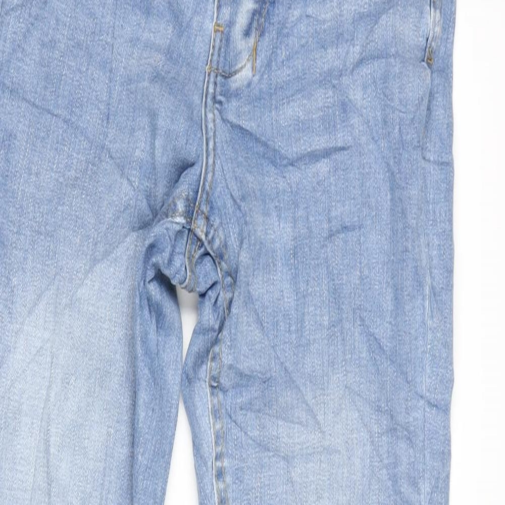 Denim & Co. Womens Blue Cotton Blend Tapered Jeans Size 28 in L27.5 in Regular Button