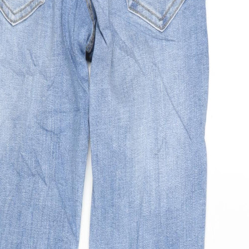 Denim & Co. Womens Blue Cotton Blend Tapered Jeans Size 28 in L27.5 in Regular Button